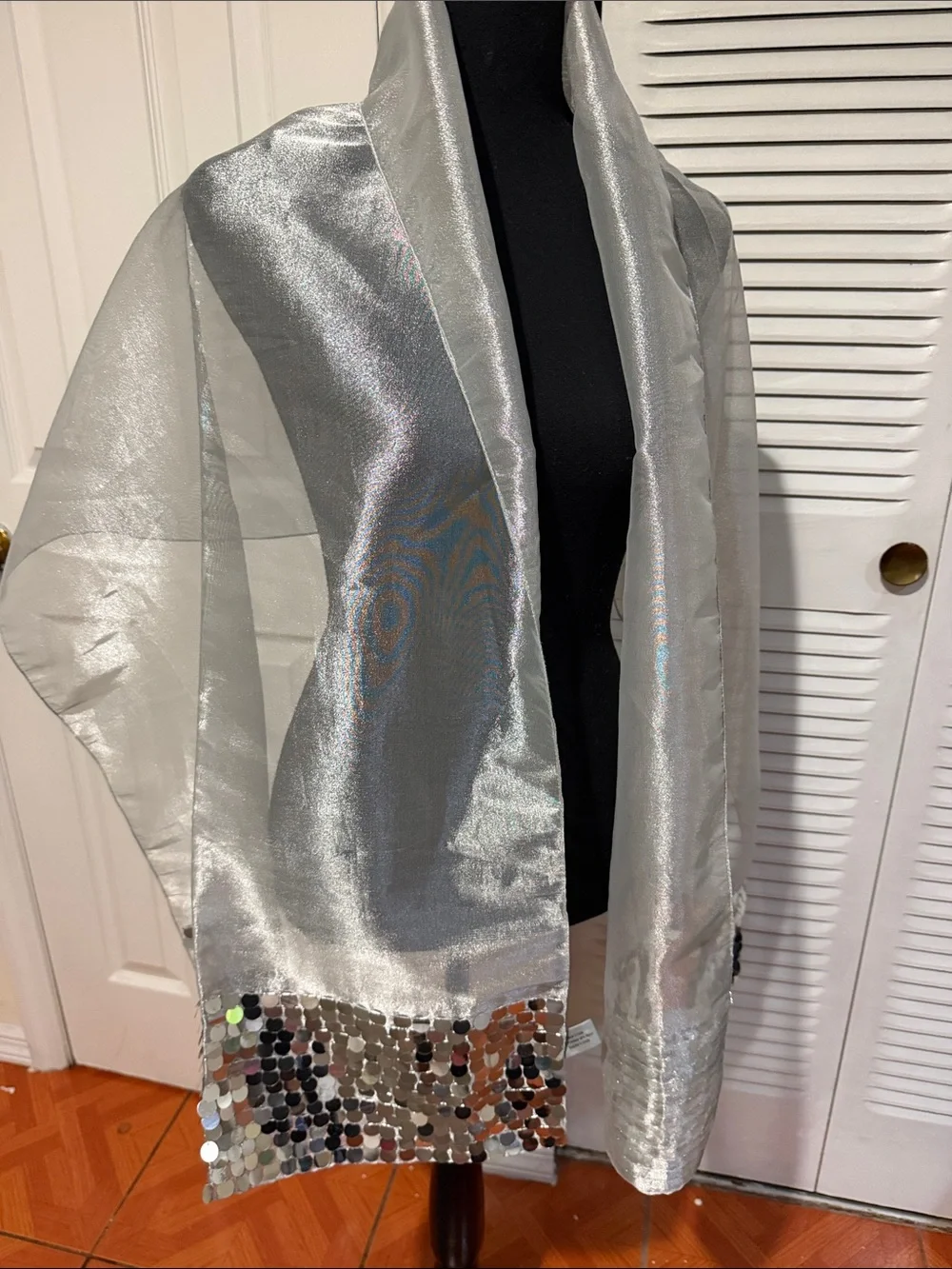 Silver Sequin Edge Wrap Scarf